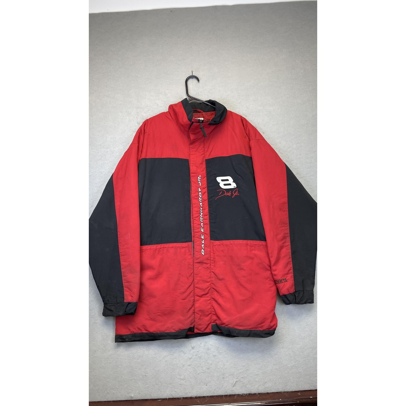 Dale Earnhardt Jr Jacket Mens Large Nascar Racing Red Black Budweiser Coat